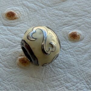 KAY JEWELERS | Charmed Memories Cream Enamel and Silver Heart Charm Fits Pandora